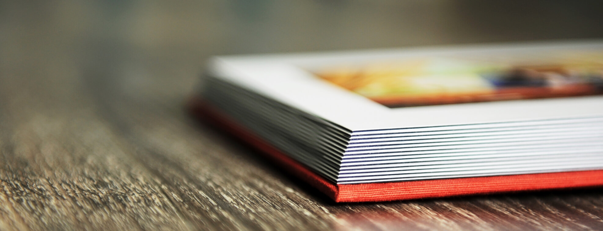 Close up of a photo book placed on a table