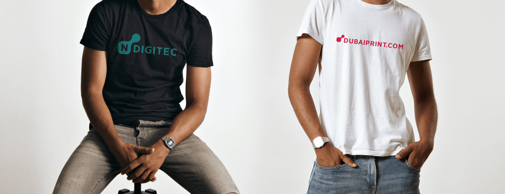 Custom-made made promotional t-shirts for Dubaiprint and NDigitec